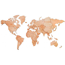 Декор на стену "Карта мира" многоуровневый на стену, L 3145, натуральный, 60x105 см