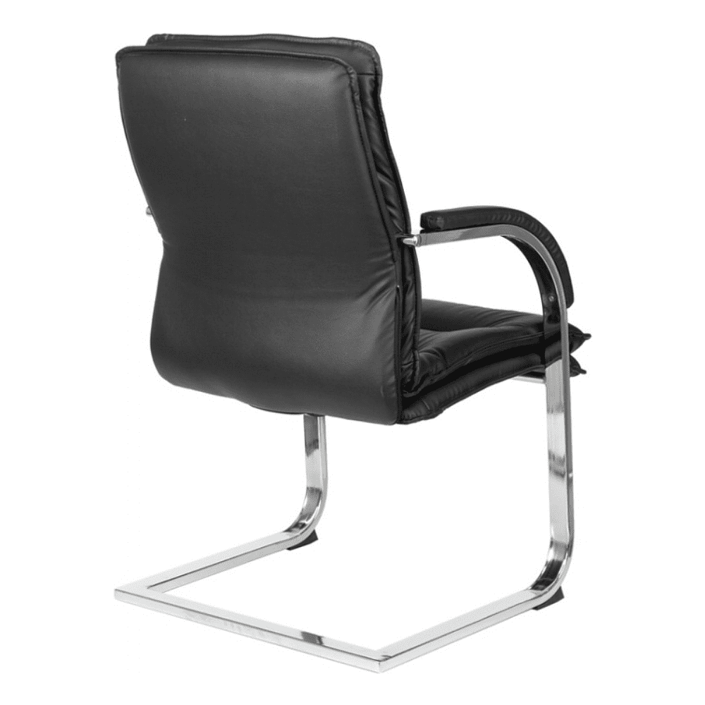 Кресло на полозьях "Бюрократ T-9927SL-LOW-V", натуральная кожа, черный, металл хром - 4