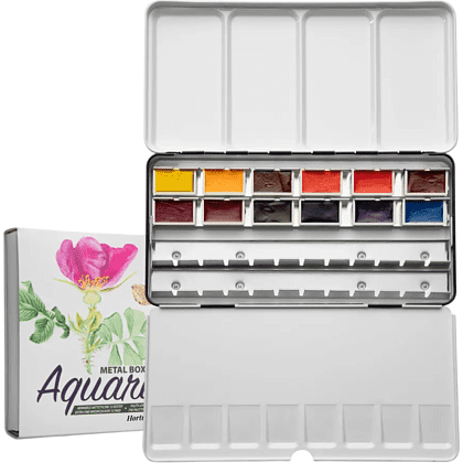 Краски акварельные "Aquarius. Botanical Set by Izabela Wolska-Kuśmider", 12 цветов, кюветы