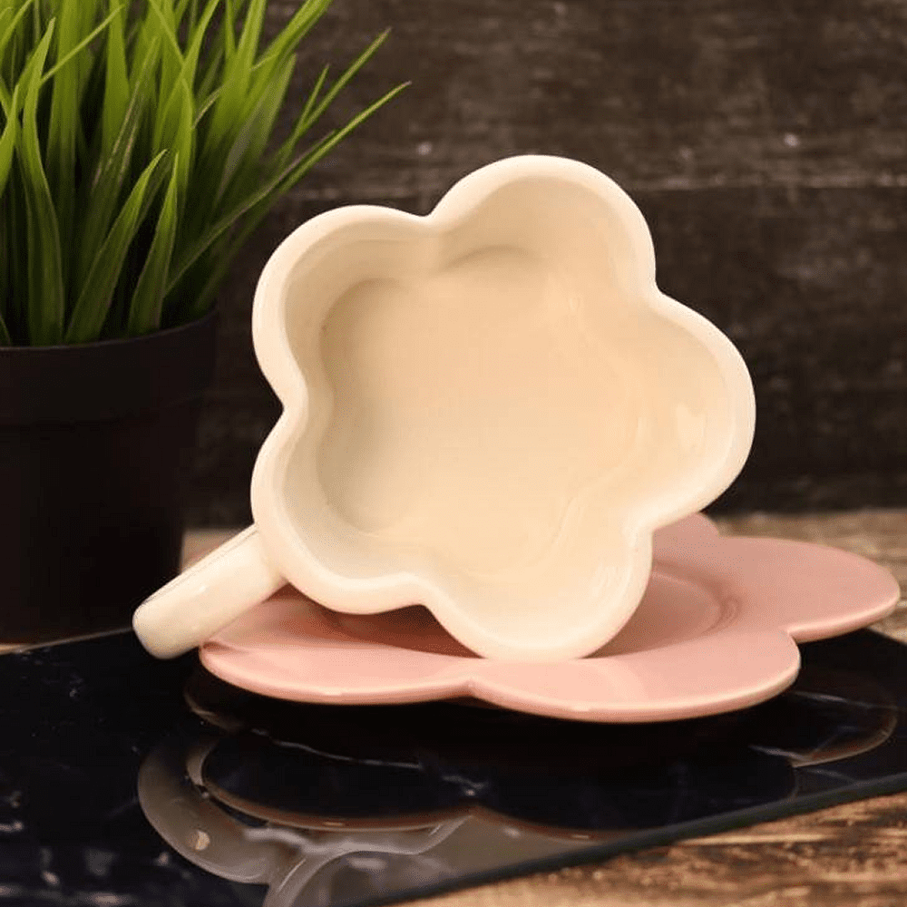 Чашка с блюдцем "Cozy dishes", керамическая, 430 мл., белый, розовый - 6