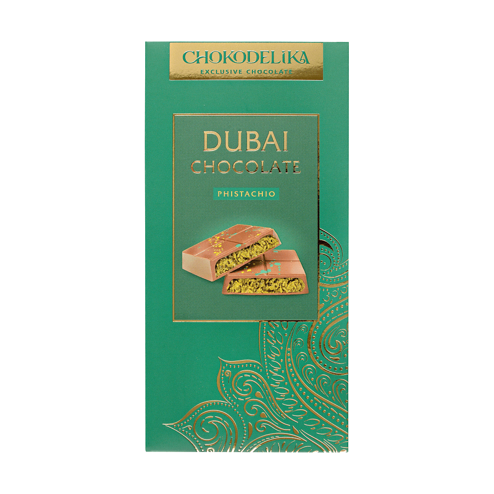 Шоколад молочный "Dubai Pistachio", 180 гр, с начинкой