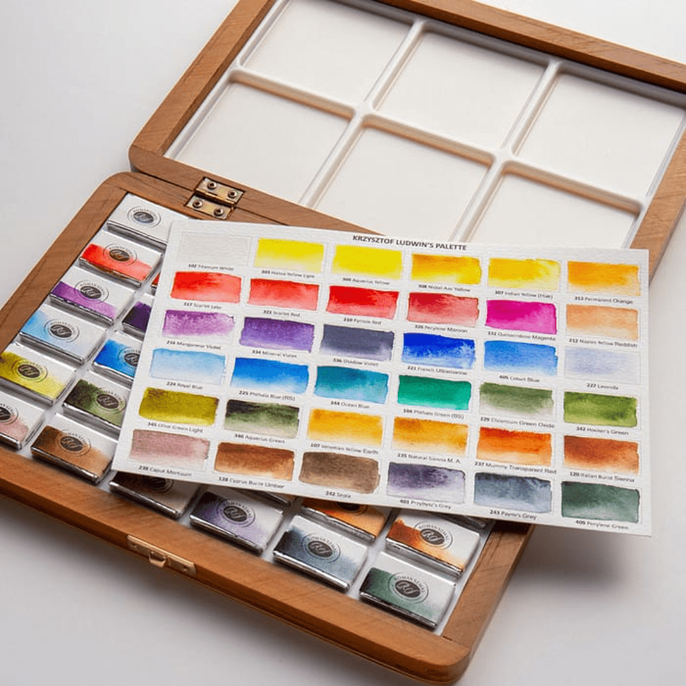 Набор акварельных красок "Aquarius. Krzystof Ludwin master set", 36 цветов, кюветы - 3