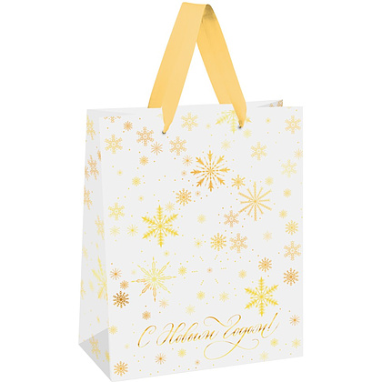 Пакет подарочный "Gold snowflake", ламинированный