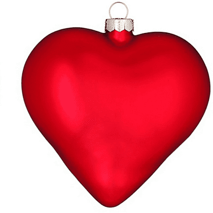 Украшение елочное "Сердце", 8 см, стекло, красный, матовый
