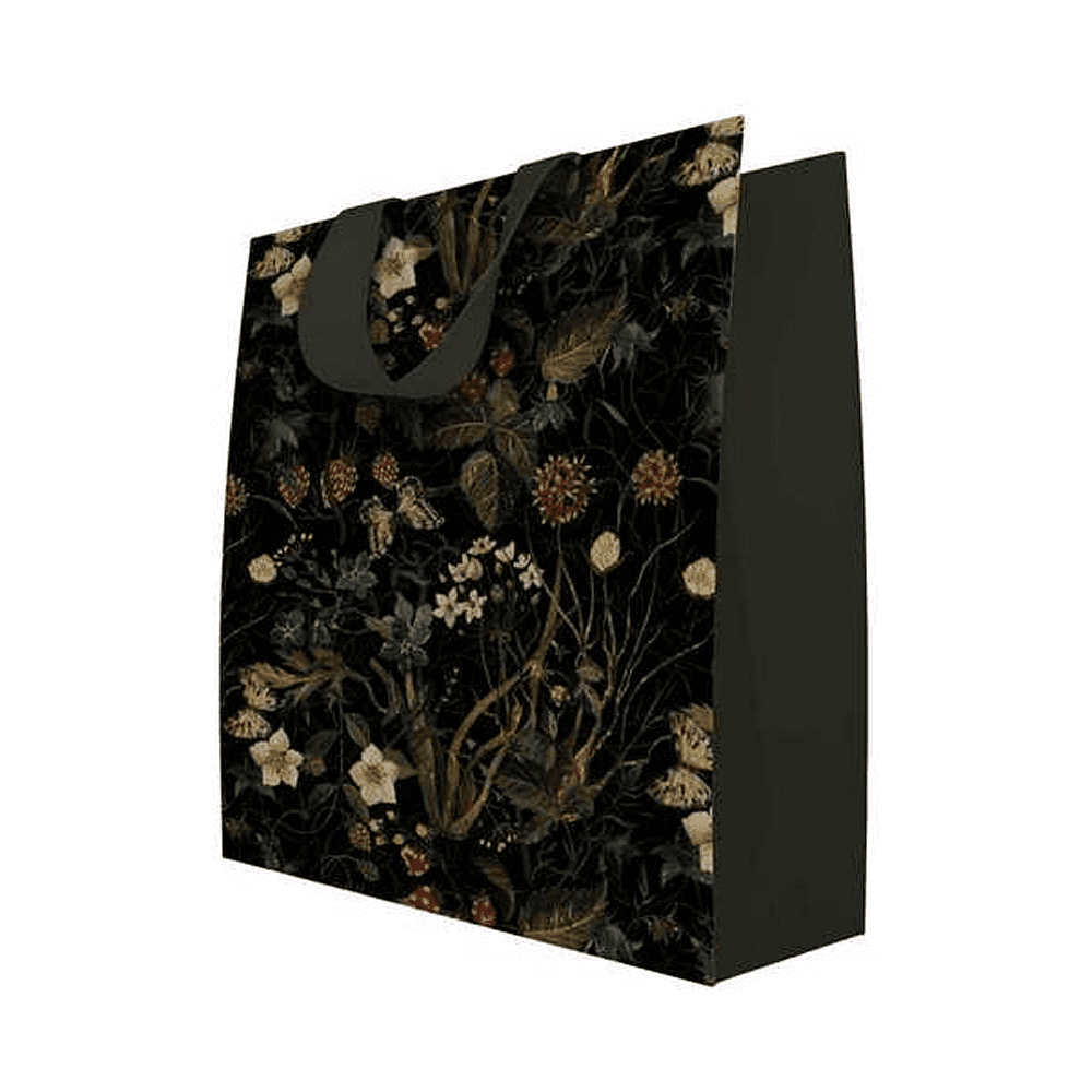 Пакет бумажный подарочный "Flora. Лесные ягоды", 26x32,4x13 см, зеленый