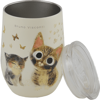 Кружка термическая "Love me. Котики счастье", металл, пластик, 360 мл, белый - 2