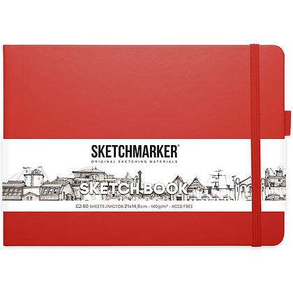 Скетчбук "Sketchmarker", 21x14.8 см, 140 г/м2, 80 листов, красный пейзаж