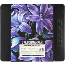Набор карандашей цветных "Sketchmarker Ботаника", 24 цвета, в металлической коробке