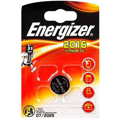 Батарейка литиевая дисковая Energizer "CR2016", 1 шт.
