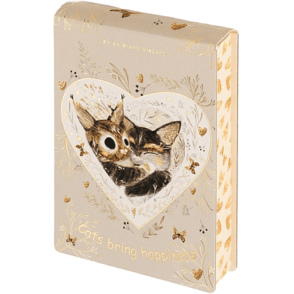 Блокнот "Love me. Котики приносят счастье", A6, 250 листов, нелинейный, склейка сверху, бежевый, золотой