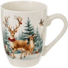 Кружка фарфоровая "Олени", 320 мл, разноцветный