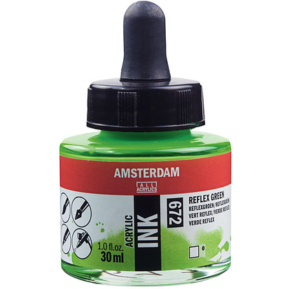 Жидкий акрил "Amsterdam", 672 флуоресцентный зеленый, 30 мл, банка