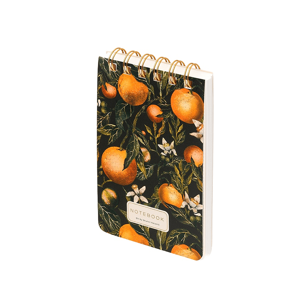 Блокнот "Flora. Paradise. Oranges", В6, 100 листов, линейка, спираль сверху, зеленый, оранжевый