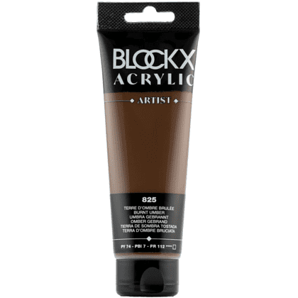 Краски акриловые "Blockx", 825 умбра жженая, 120 мл