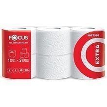 Бумага туалетная Focus Extra, 2 слоя, 48 м, 6 рулонов, 100% целлюлоза
