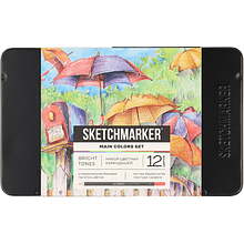 Карандаши цветные "Sketchmarker Основные цвета", набор 12 цветов, жестяной пенал