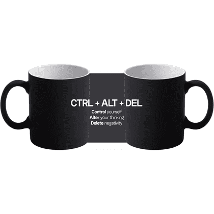 Кружка керамическая "CTRL+ALT+DEL", 350 мл, софттач, черный  