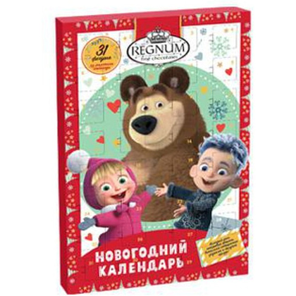 Изделия кондитерские сахаристые "Новогодний календарь. Маша и медведь", 75 гр., со вкусом карамели