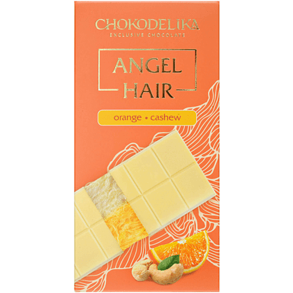 Шоколад белый "Аngel Hair", 150 гр, с начинкой апельсин-кешью