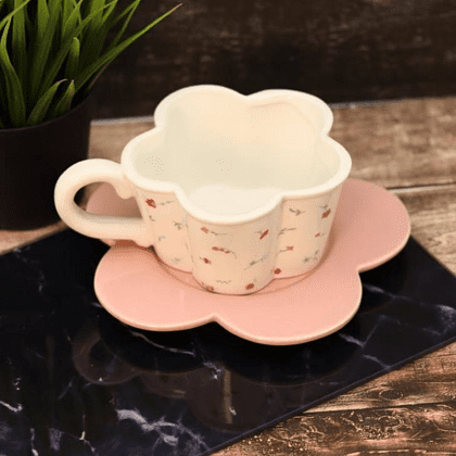 Чашка с блюдцем "Cozy dishes", керамическая, 430 мл., белый, розовый - 4