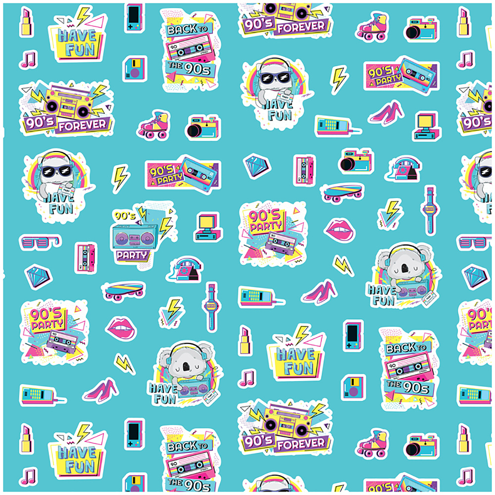 Бумага декоративная в рулоне "90's Party", 1x0.7 м, 90 г/м2, разноцветный - 2