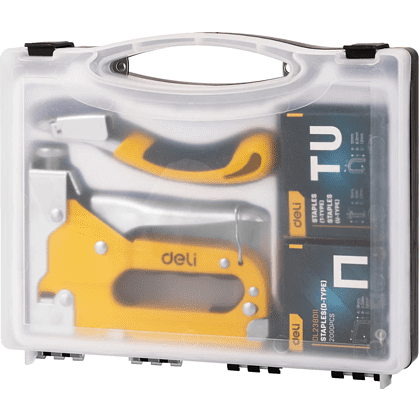 Набор механический степлер и скоборасшиватель Deli YS EDL238105, 3-в-1+ комплект скоб, кейс - 2