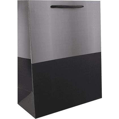 Пакет бумажный подарочный "Two color", 26х32х12 см, серый, черный
