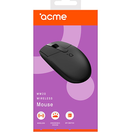 Мышь Acme "MW20", беспроводная, 800-1600 dpi, 4 кнопки, черный - 6