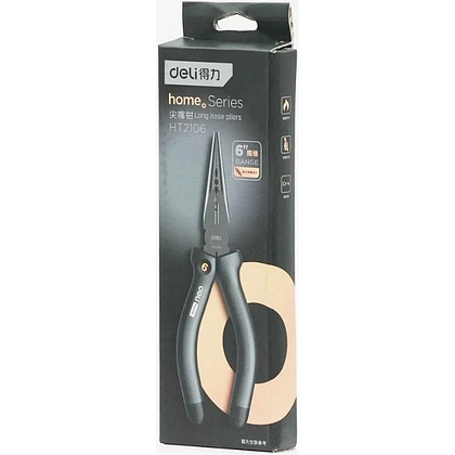 Длинногубцы Deli HS EHT2106, 160 мм, Soft Touch, черный - 4