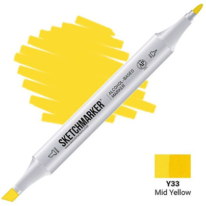 Маркер перманентный двусторонний "Sketchmarker", Y33 желтый средний