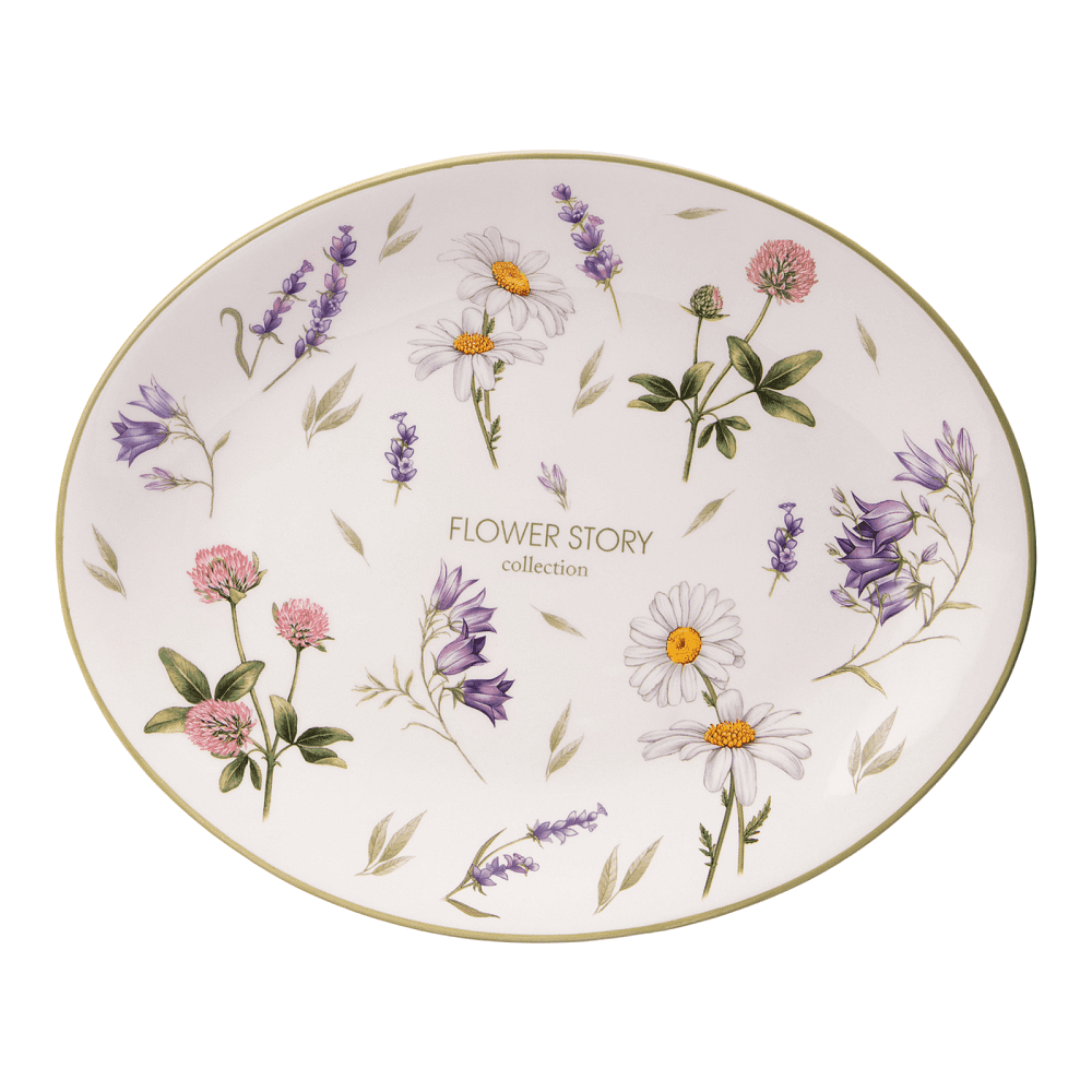 Блюдо керамическое "Flower story", 31.5х25.5 см, белый