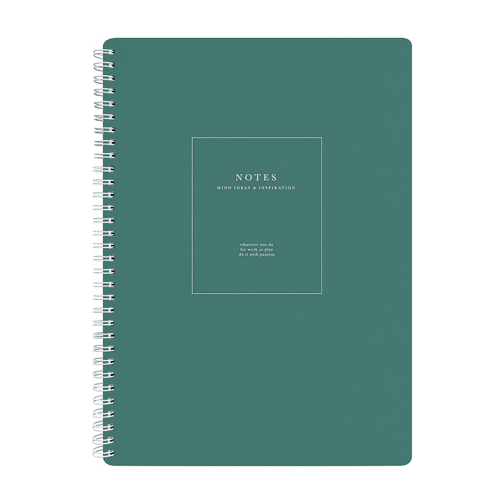 Тетрадь "Notes", A4, 96 листов, клетка, спираль сбоку, зеленый