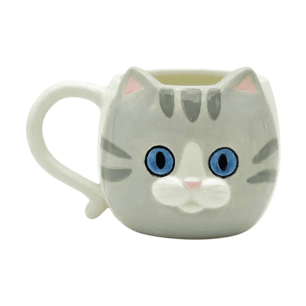 Кружка керамическая "Голубоглазый кот", 410 мл, серая