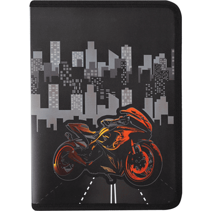 Папка для тетрадей "Moto drive", на молнии, черный
