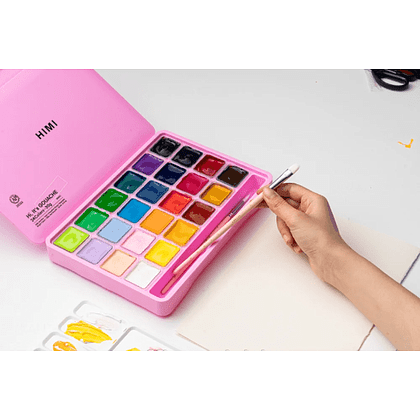 Гуашь "Himi Miya Jelly Cup", 24 цвета, 30 мл, ассорти, розовый футляр - 5