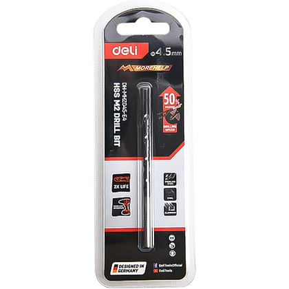 Сверло по металлу Deli RS EDH-MHZ045-E4, 4.5 мм, DIN 338, HSS-TiN - 4 Сверло по металлу Deli RS EDH-MHZ045-E4, 4.5 мм, DIN 338, HSS-TiN - 4