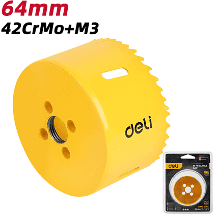 Коронка биметаллическая Deli YS EDH-SKK064-E1, 64 х 38 мм, М14 - 2 Коронка биметаллическая Deli YS EDH-SKK064-E1, 64 х 38 мм, М14 - 2