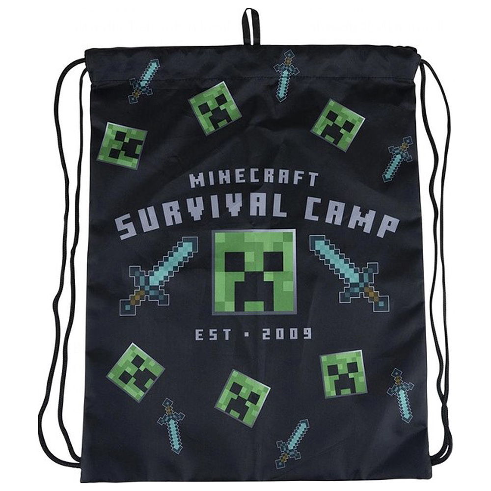 Мешок для обуви "Minecraft", 33x45 см, черный, зеленый
