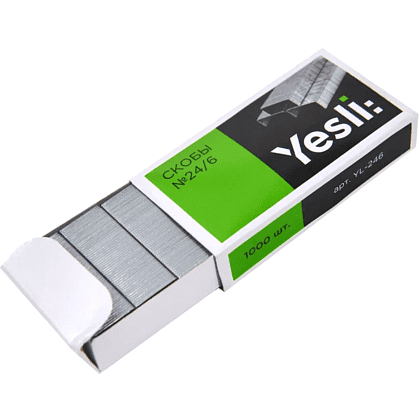 Скоба "Yesli:", 24/6, 1000 шт, металлик, -30%