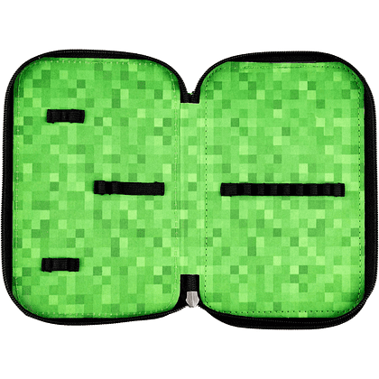 Пенал-книжка "Minecraft", 2 отделения, черный, зеленый - 3