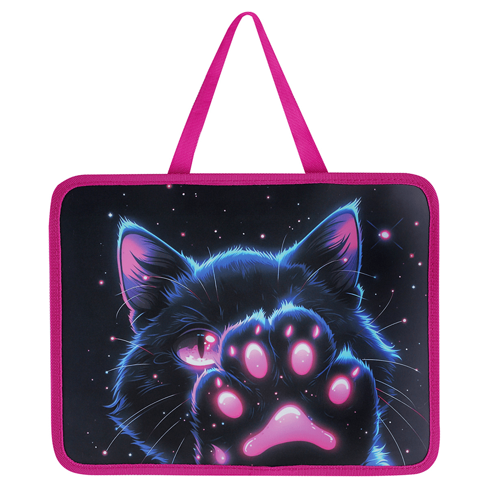 Папка для тетрадей "Cosmo Cat", 26х33 см, молния, пластик, черный, розовый