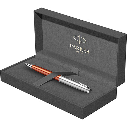 Ручка шариковая автоматическая Parker "Sonnet Essential SB K545", 0,7 мм, серебристый, оранжевый, стерж. черный - 4