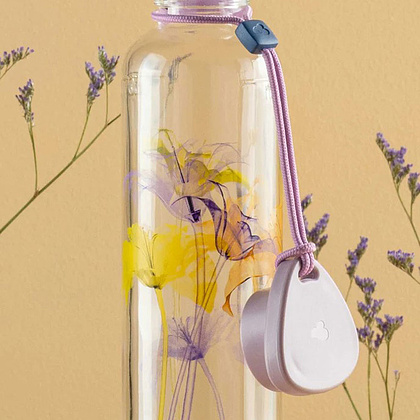 Бутылка для воды "Lilac Flower", стекло, 750 мл, прозрачный, сиреневый - 5