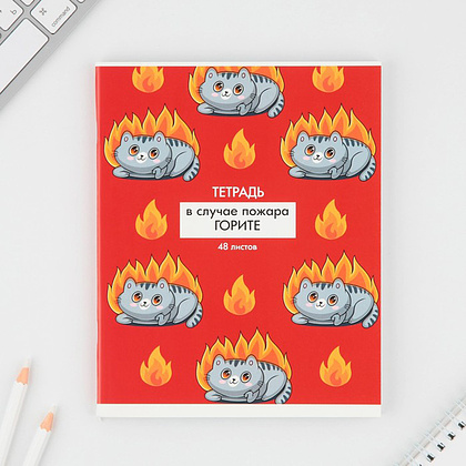 Тетрадь "Котики приколы", А5, 48 листов, клетка, ассорти - 4