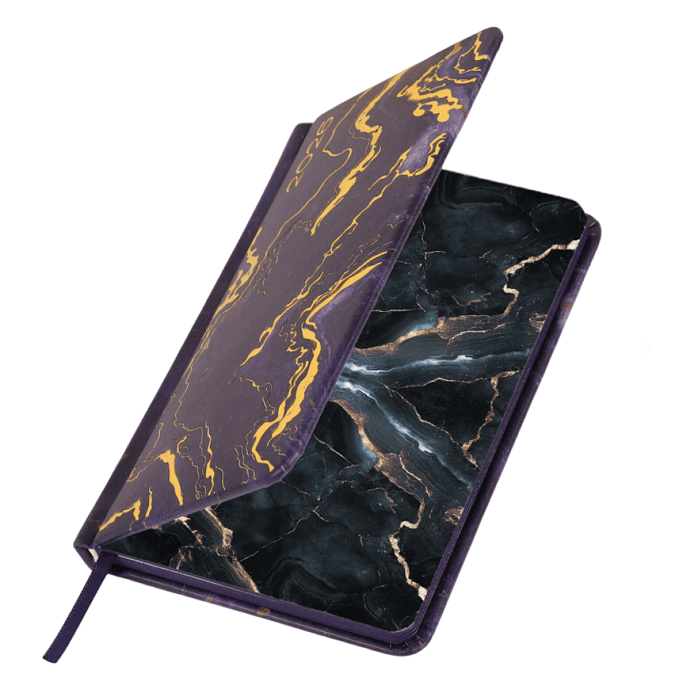 Еженедельник датированный "Vista. Black marble", фиолетовый, золотой, 2026 - 2