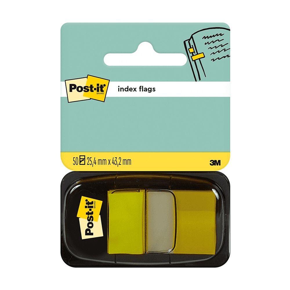 Закладки пластиковые "3М", 25х43 мм, 50 шт, желтый, в диспенсере - 2