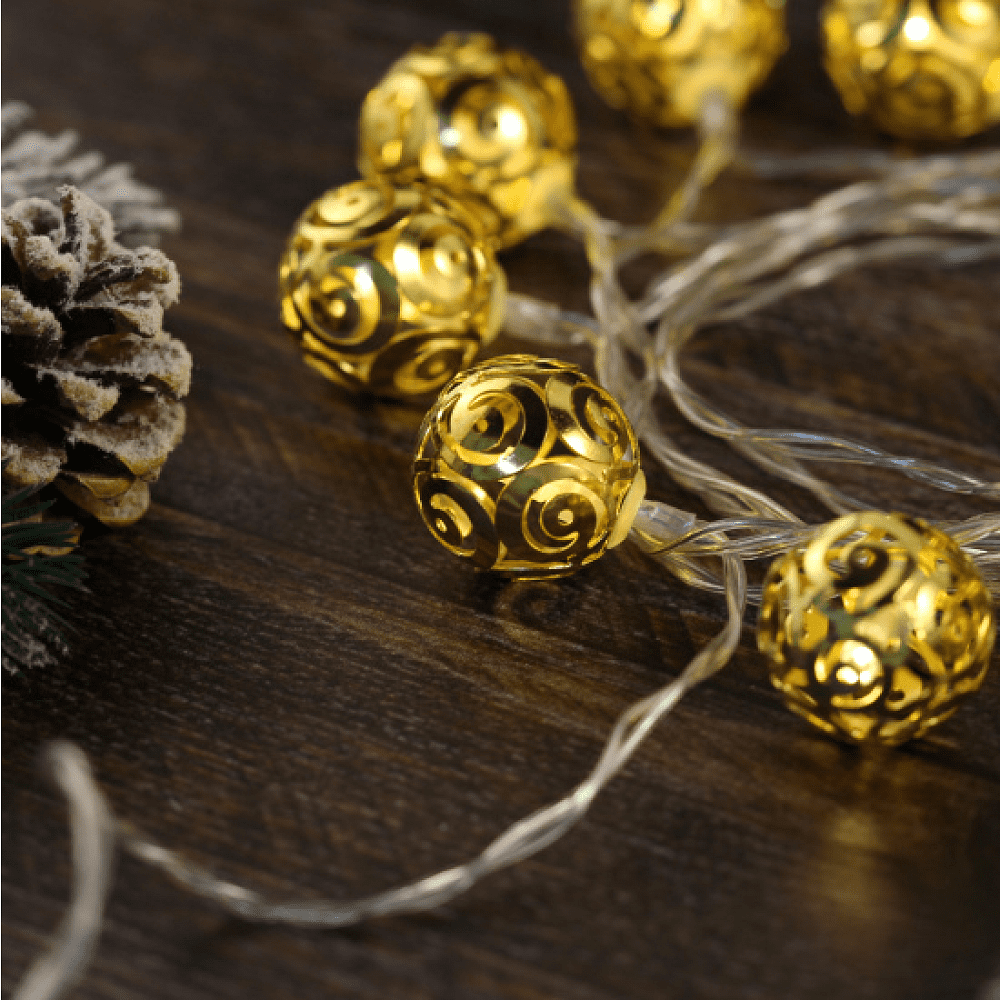 Гирлянда электрическая LED "Нить" с насадками "Ажурный шар", 2 м, тепло-белый - 3