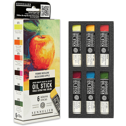 Набор красок масляных в стиках "Sennelier. Bicoloured apple", 6 цветов - 2