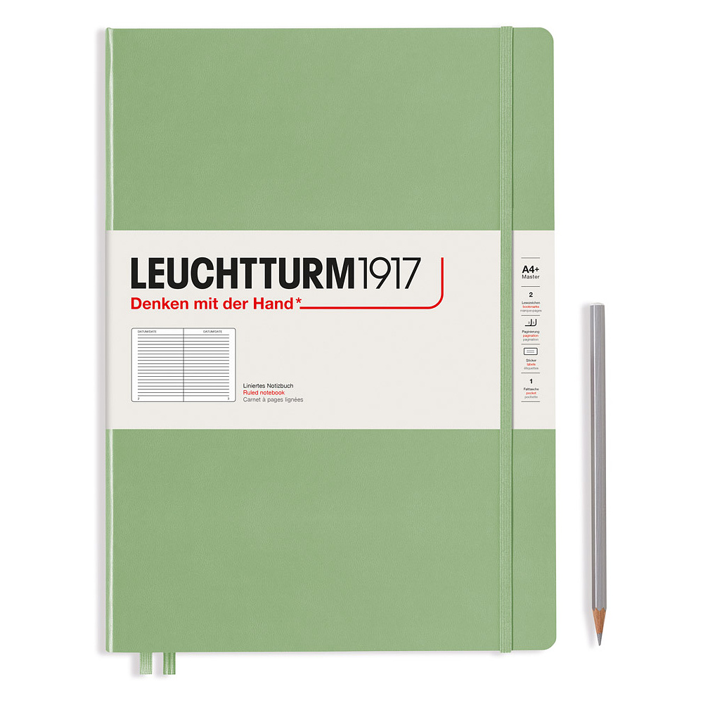 Блокнот "Leuchtturm1917. Master Slim", А4+, 61 лист, линейка, шалфей