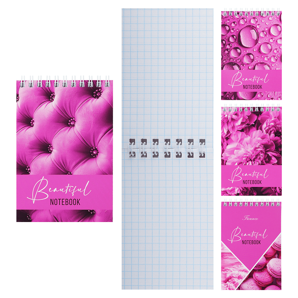 Блокнот "Pink", А6, 97х141 мм, 80 листов, в клетку, розовый